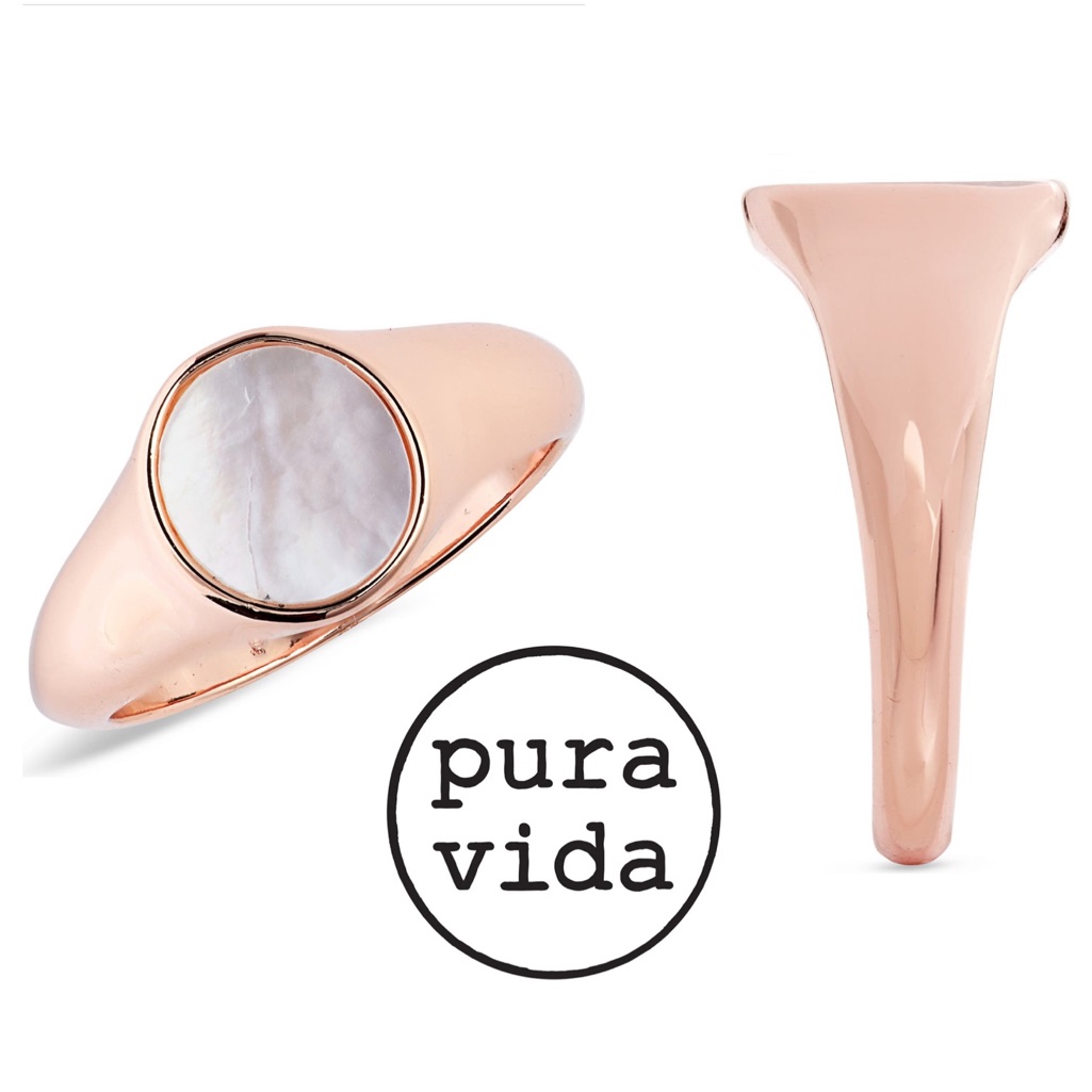 Nwt Pura Vida Mother Of Pearl Signet Ring Size 7 20$